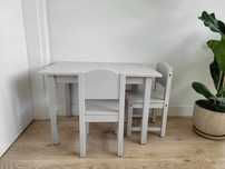 Ikea SUNDVIK drewniany szary stolik plus 2 krzesełka %%