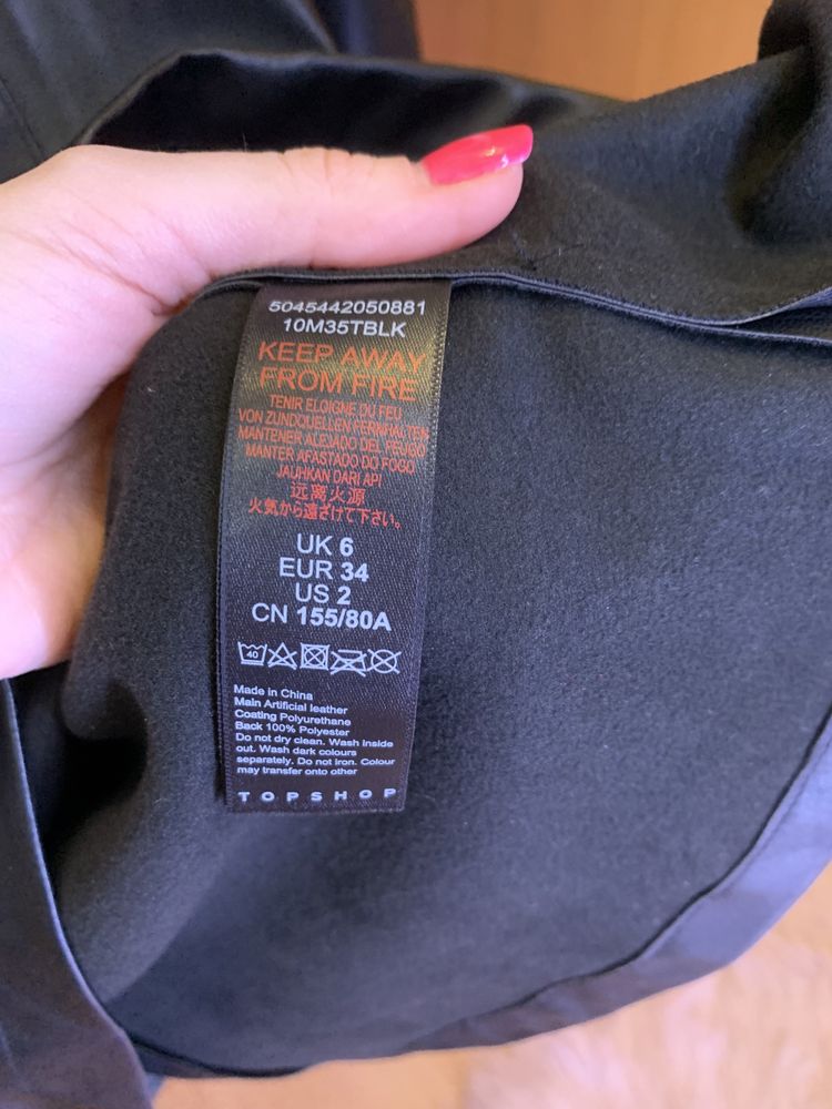 Sukienka rozkloszowana czarna skórzana topshop xs nowa bez metki