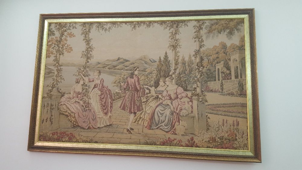 Quadro Tapeçaria Gobelin com moldura madeira