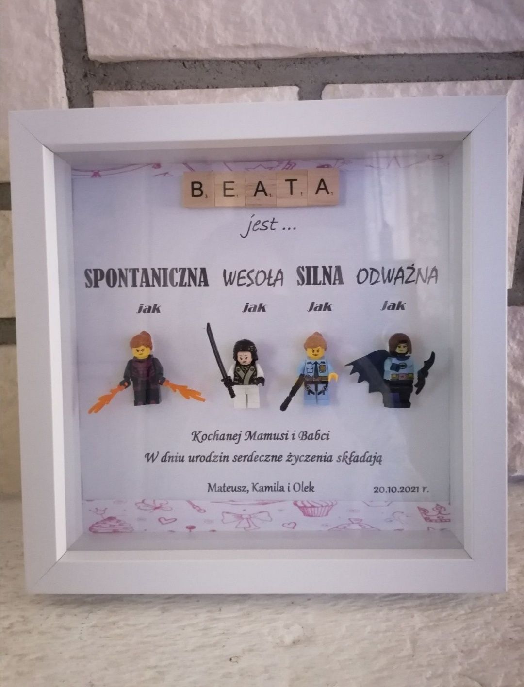 Ramka czarna na prezent dla Taty dzień ojca figurki jak lego Superman