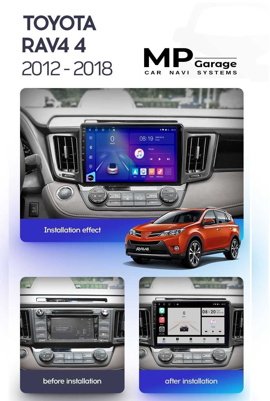 Nawigacja Android TOYOTA RAV4 2012/2018 LTE DSP 4G Qled  CarPlay/AA