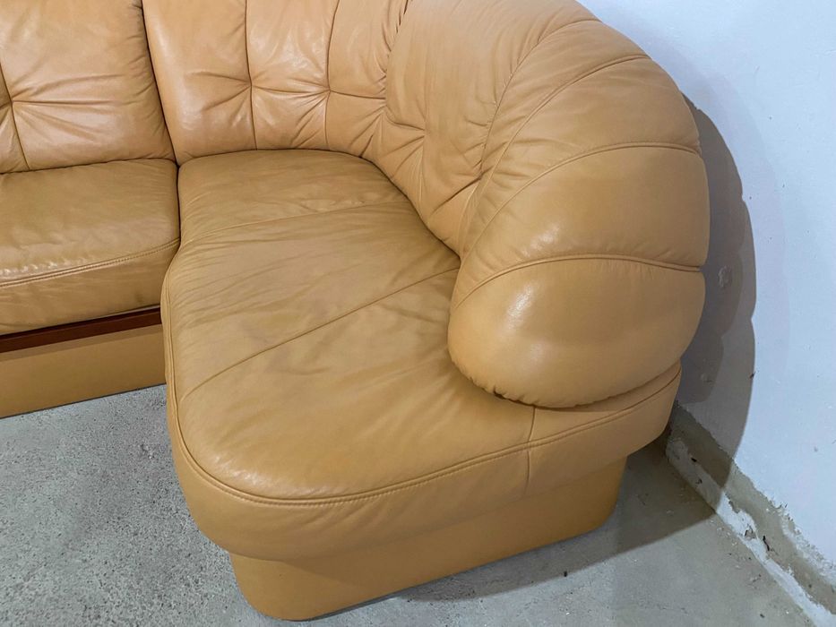 Шкіряний кутовий розкладний диван з натуральноі шкіри