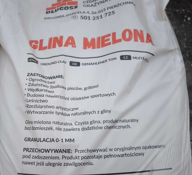 Glina mielona korty tenisowe bieżnie ogrodnictwo wędkarstwo grill 20kg