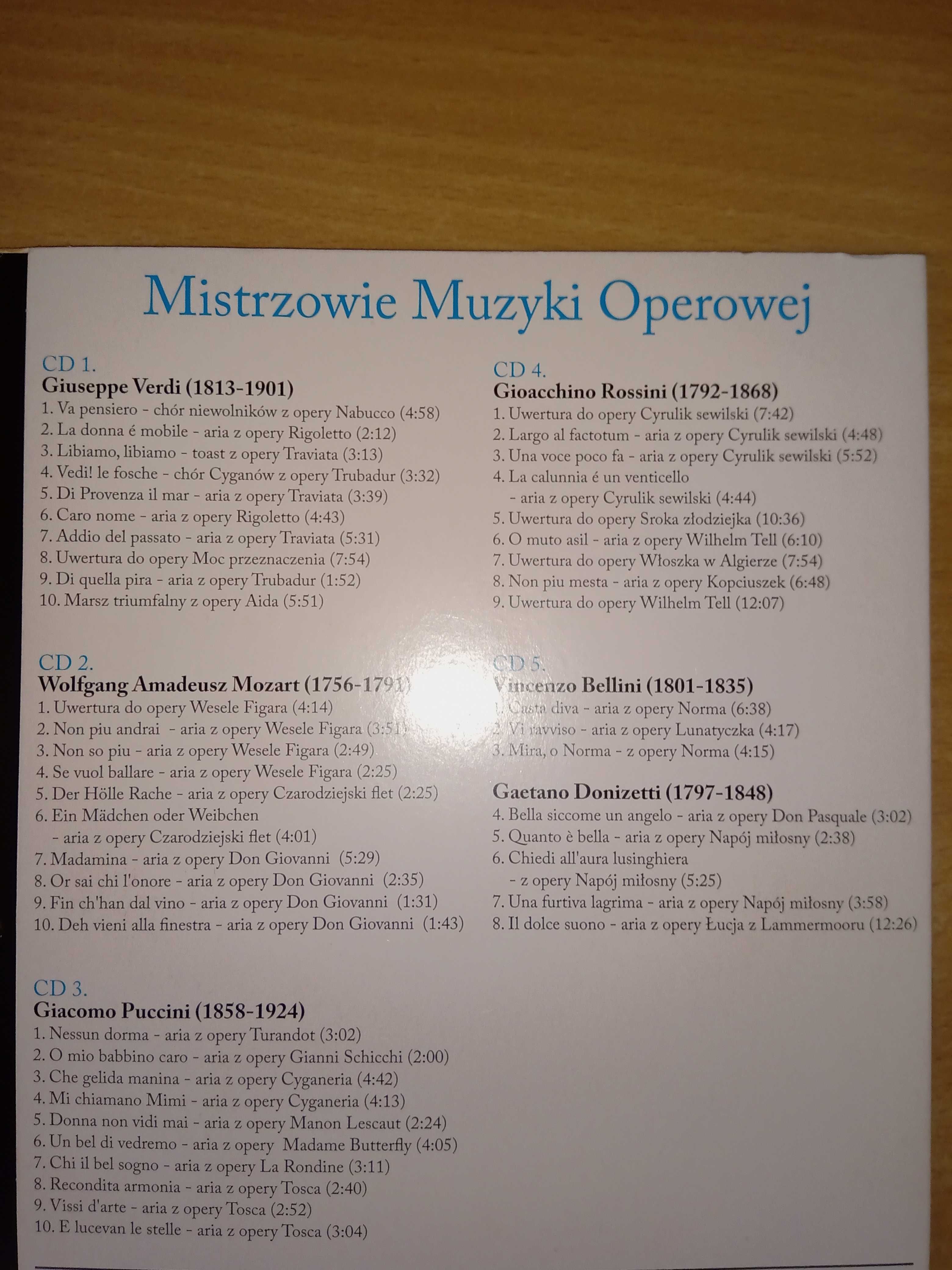 Mistrzowie Muzyki Operowej - Verdi Mozart Puccini Rossini Bellini etc.