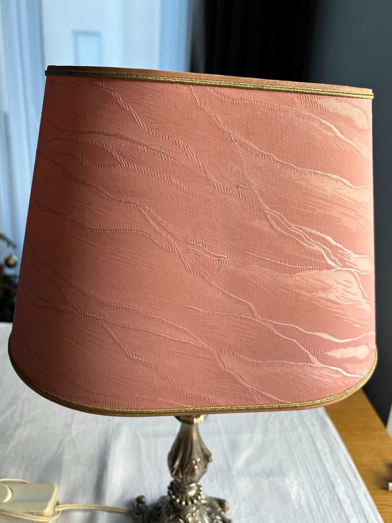 Lampa metal, lampka stołowa z abażurem nocna retro antyk vintage