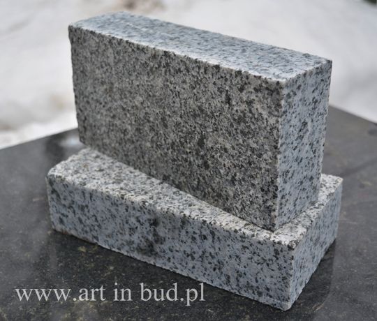 Szara kostka granitowa - CIĘTA płomieniowana 10x20x5 cm !