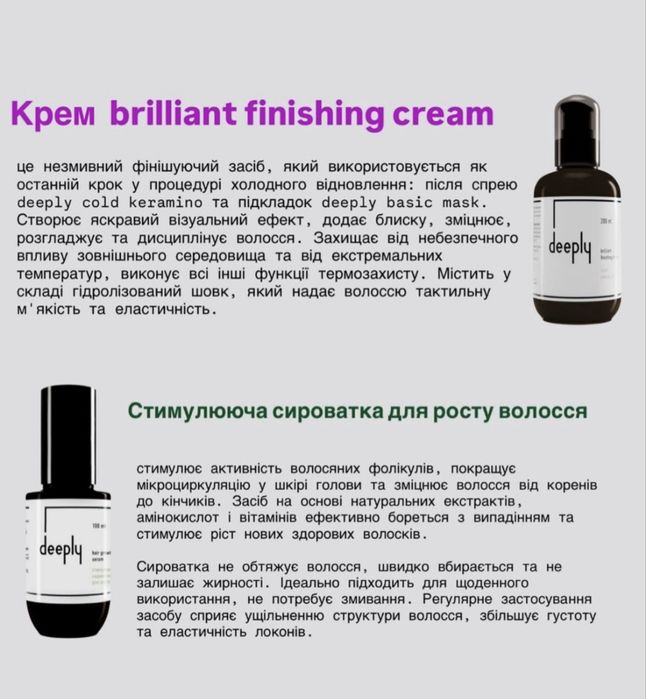 Набір Deeply шампунь, кондицiонер, маска, спрей 10в1, флюїд deeply