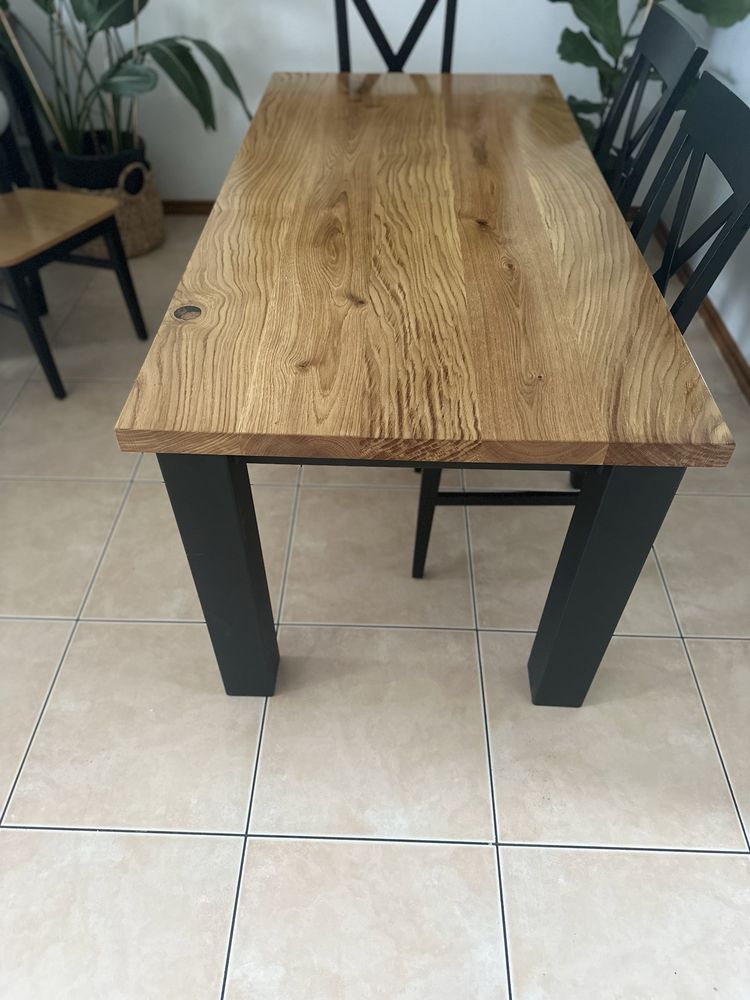 OKAZJA Nowy stół lity dębowy 160x80 cm metalowe nogi loft industrial