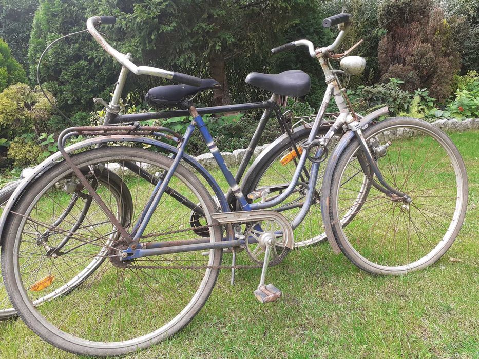 dwa używane rowery miejskie holenderskie