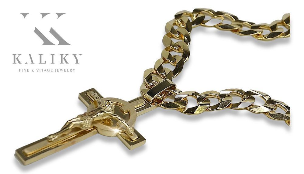 Złoty krzyżyk z łańcuszkiem 14k 585 ctc096y&cc099y Katowice biżuteria