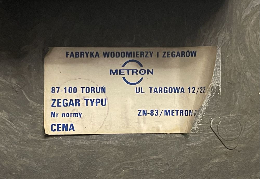 Stary zabytkowy zegar wiszący Predom Metron Typ Z-252/1