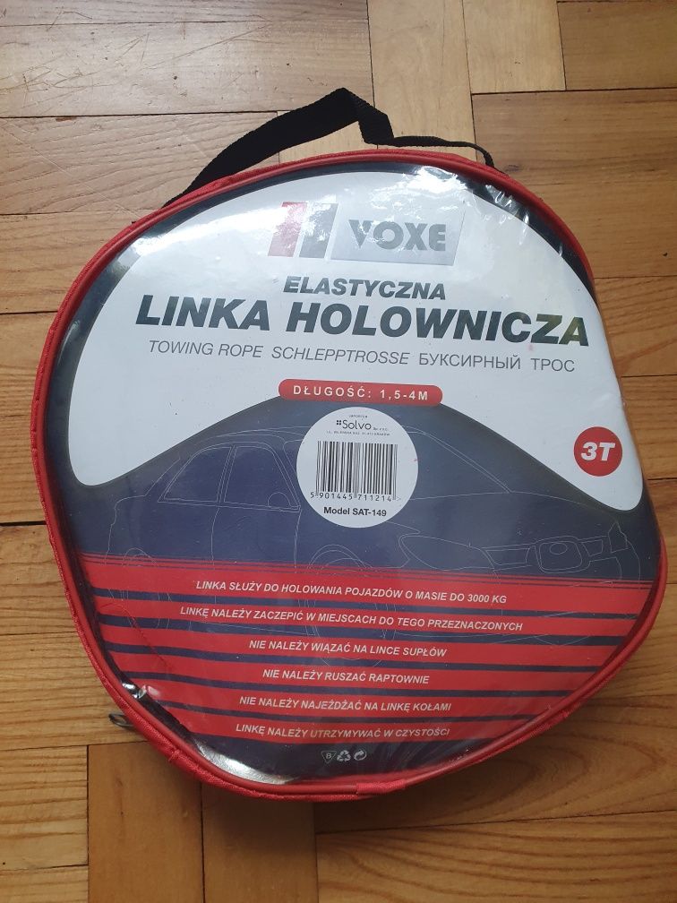 Lina holownicza elastyczna  lina do holowania 3T w opakowaniu wysyłka