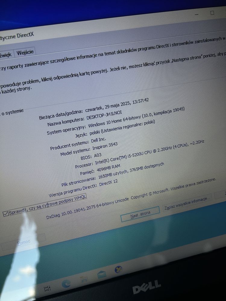 Laptop dell  jh1lnoi i5 4GB ram 500 GB okazja !