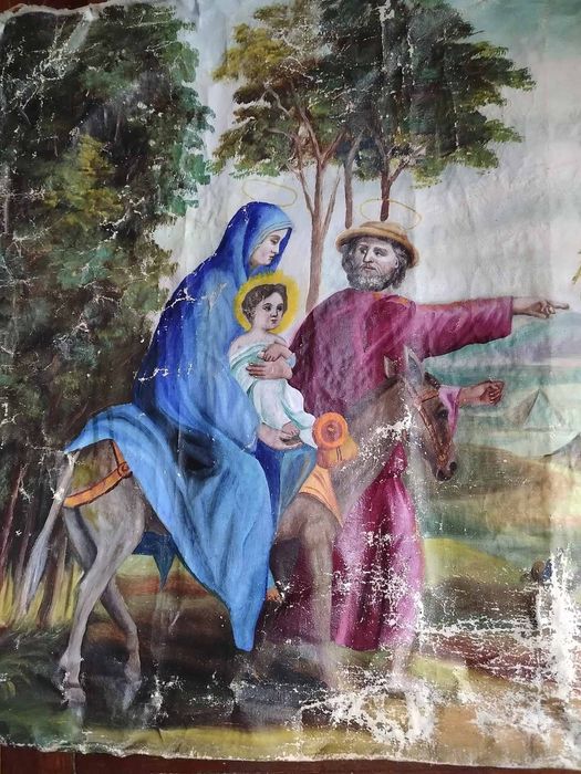 церковная картина Дева Мария с младенцем и Иисусом