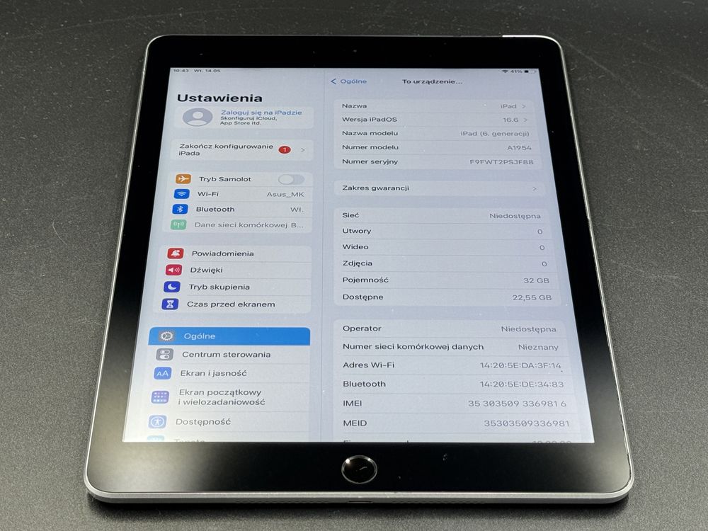 iPad 6. gen. 32GB (A1954) - Cellular (LTE) - faktura VAT 23%