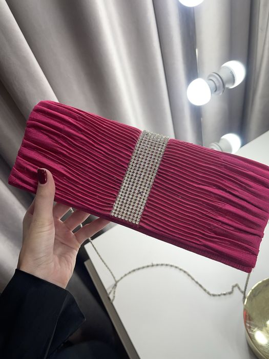 Сумка/сумочка/клатч рожевий зі стразами