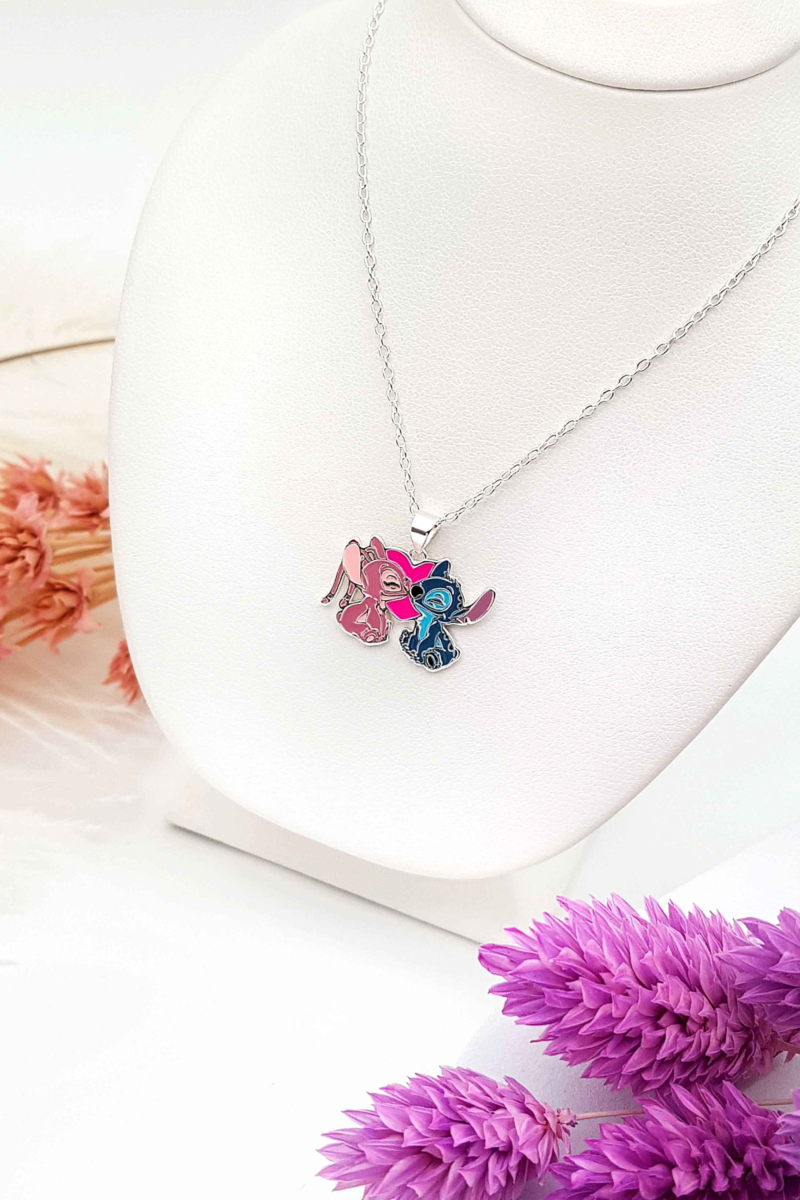 Srebrna celebrytka z kolorową emalią Stitch i Andzia Disney pr. 925
