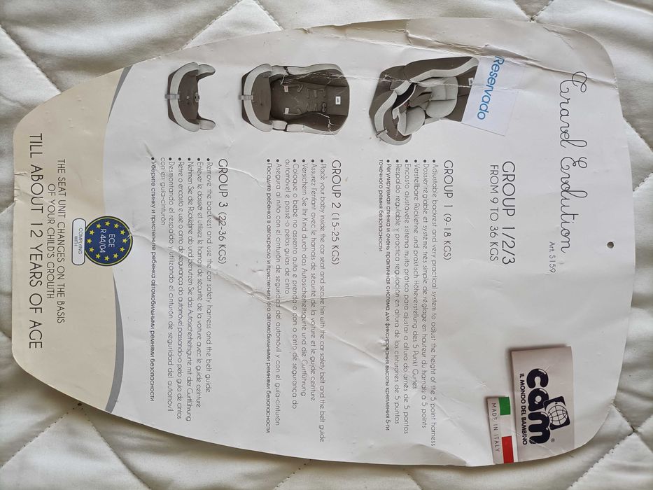 Cadeira de criança para automóvel Grupo 1/2/3