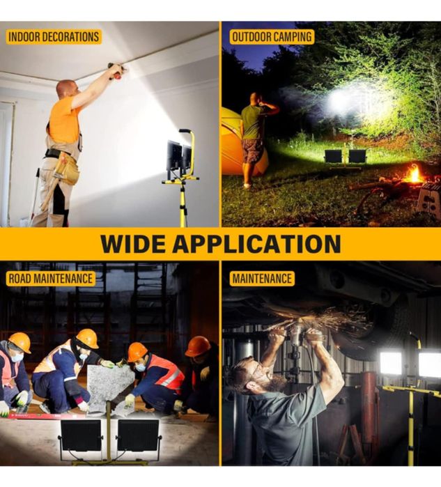 Zestaw 2 szt Reflektor roboczy LED RIGIDON 200 W ze statywem, 20000 lm