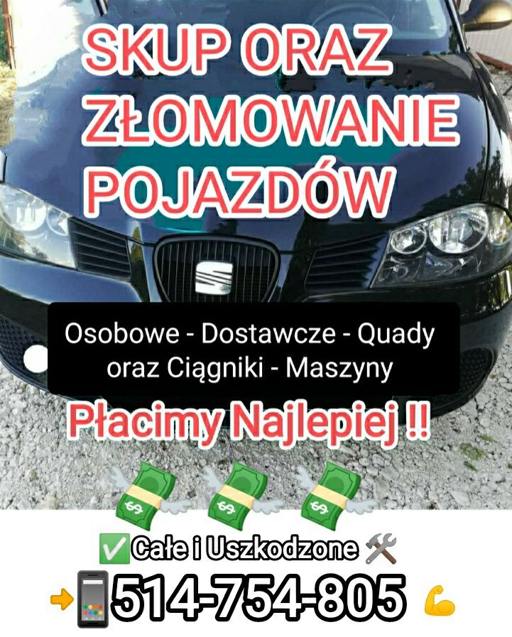 SKUP ZŁOMOWANIE AUT QUADÓW maszyn ROLNICZYCH samochodów dostawczych bu