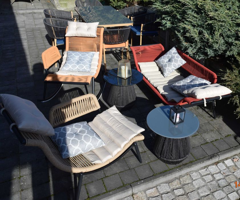 Zestaw balkonowy tarasowy stolik +2 szt krzesła nowość czarny sznurek