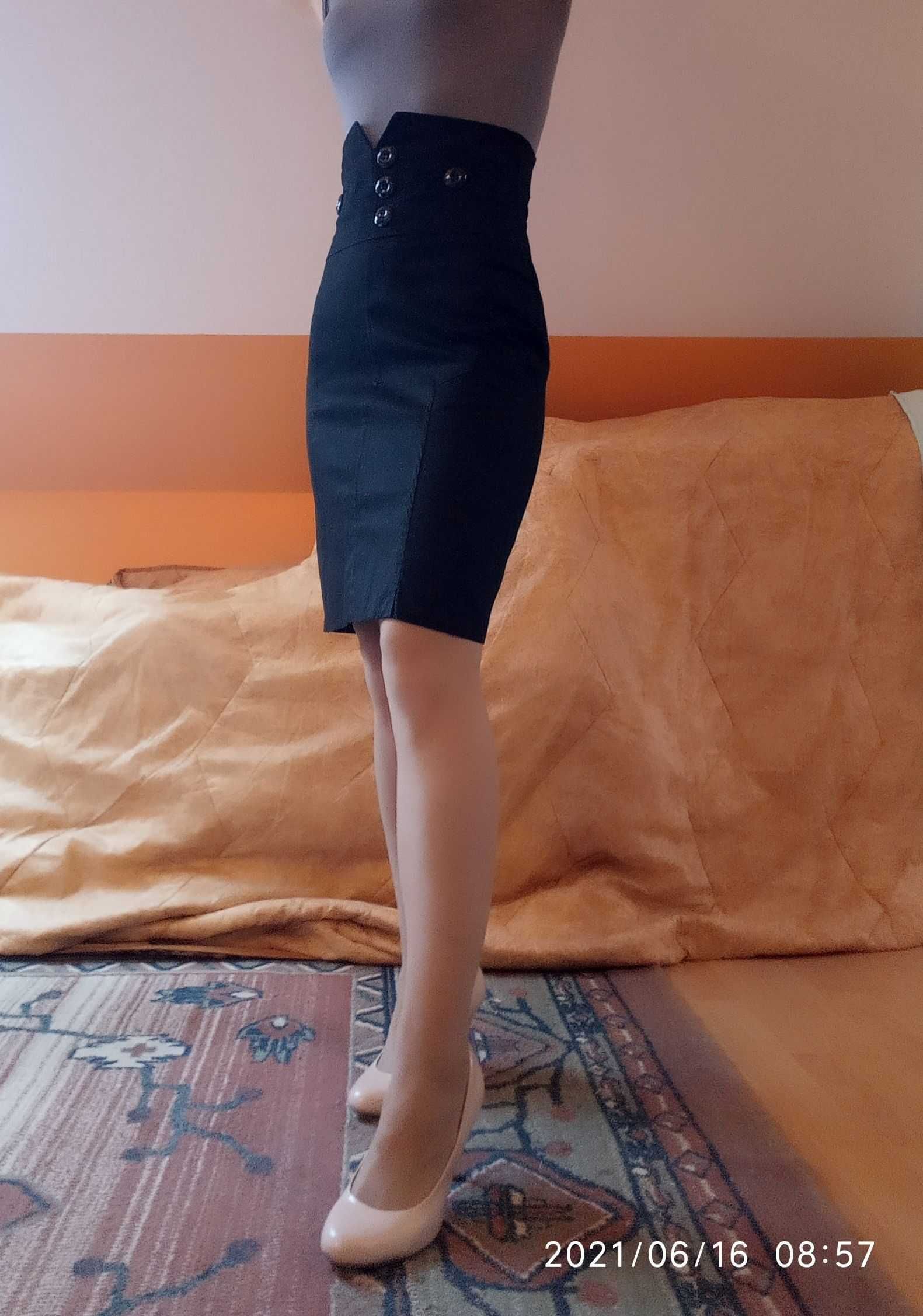 ołówkowa czarna spódnica wysoki stan pin up retro vintage rozm. SX 34