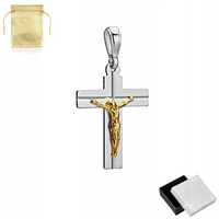 Srebrny Krzyżyk Z Chrystusem Próba 925 Złocony