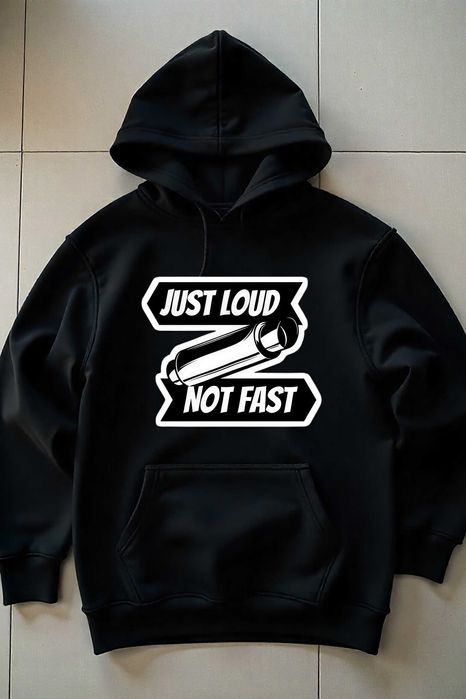 Męska Czarna Bluza M Just Loud Not Fast