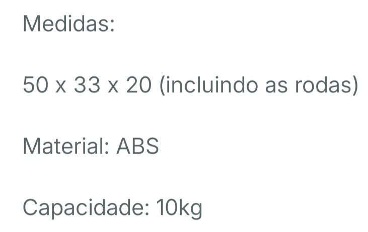 Mala de viagem, de cabine com rodas 360°, nova!