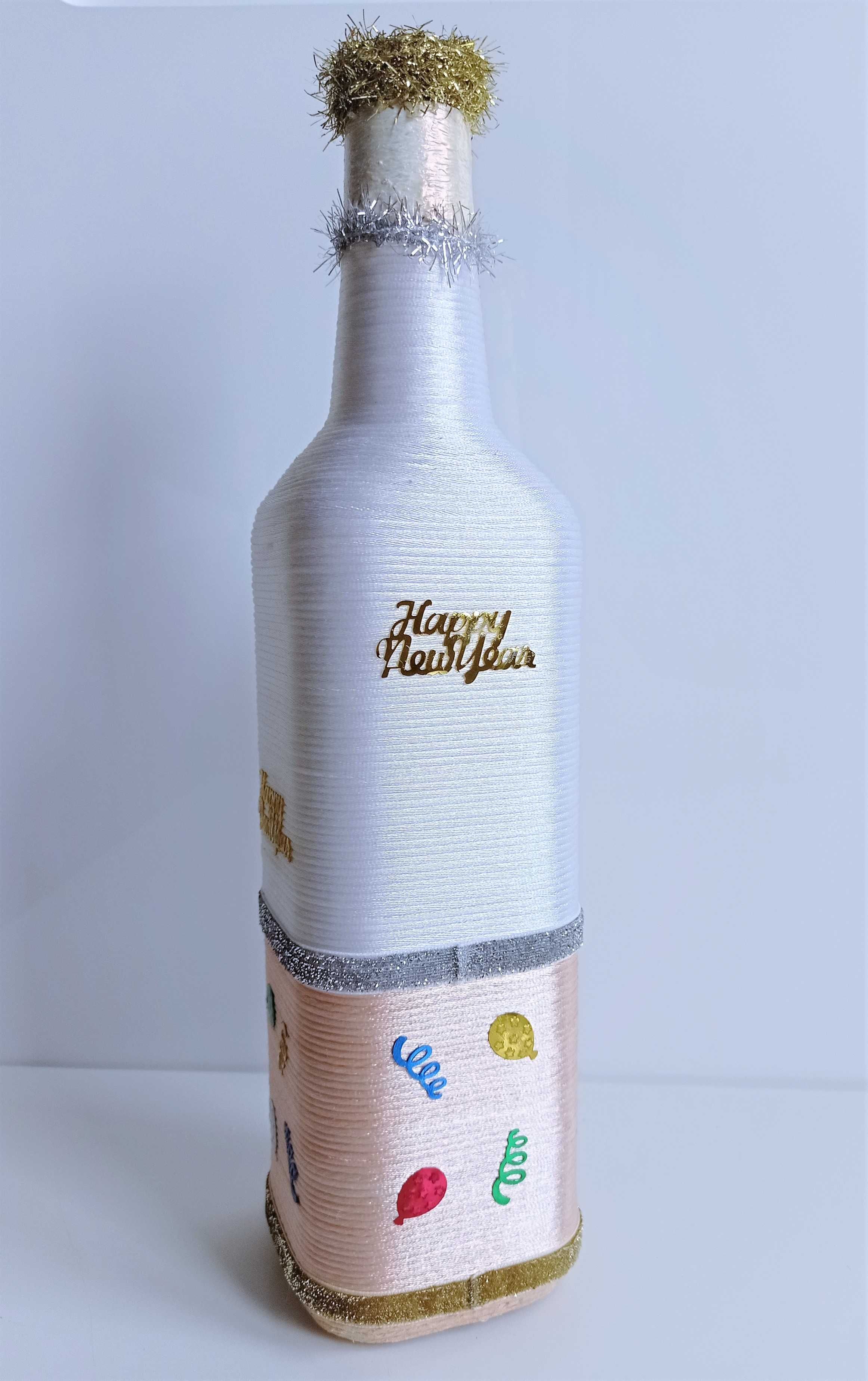 Butelka ręcznie zdobiona Happy New Year 1L