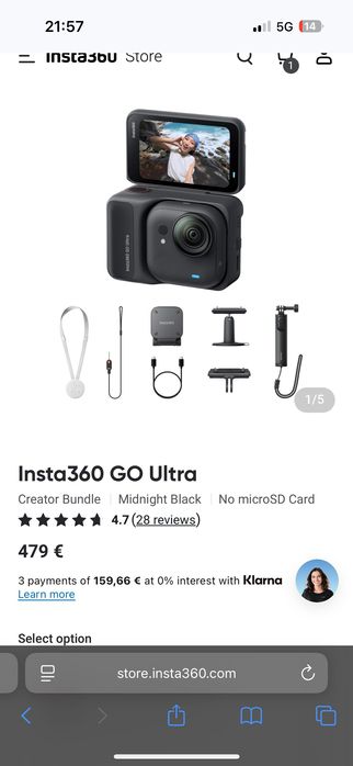Insta 360 Ultra Go “usado 2x” como novo