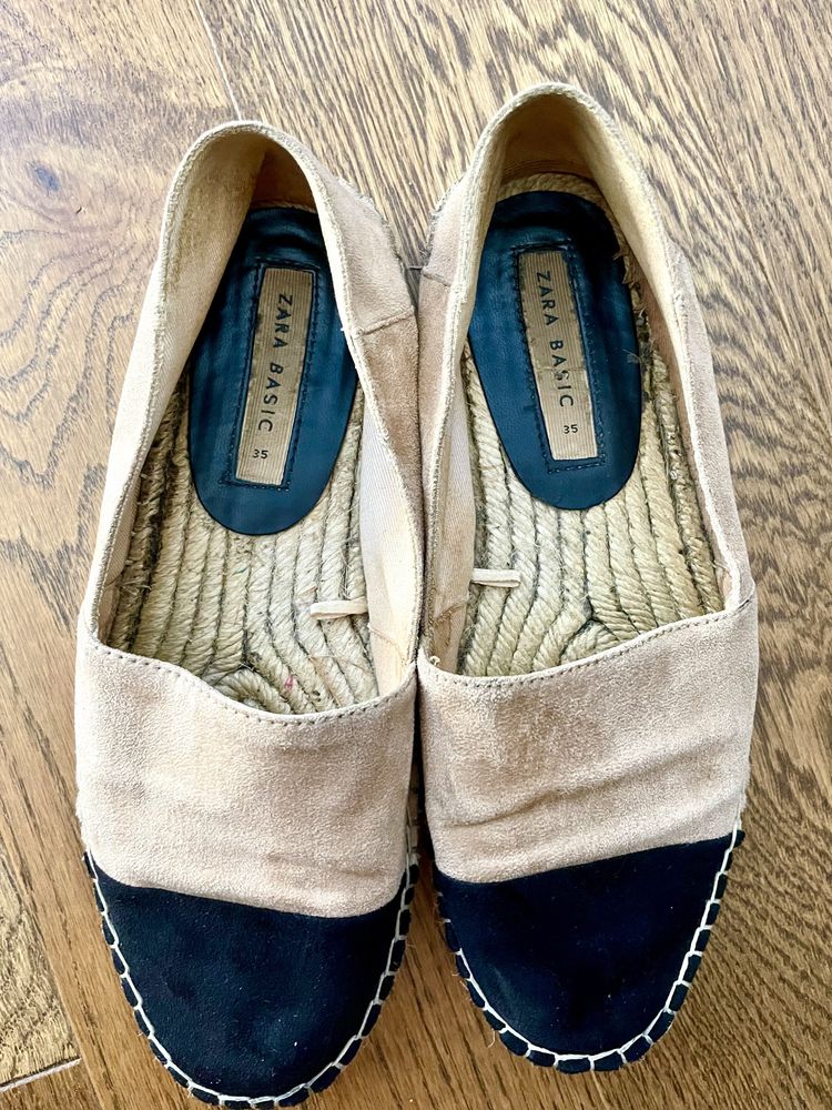 Beżowe espadryle Zara 35 Baleriny mokasyny buty na lato lekkie i wygod