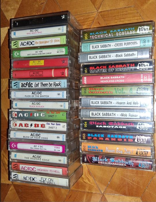 Kasety 143 szt-  Black Sabbath, Ac/dc, Rainbow, Budgie ,Rush