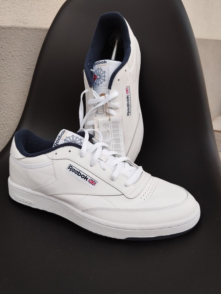 Шкіряні чоловічі кросівки Reebok Club C 85 white 47-48(31.5)