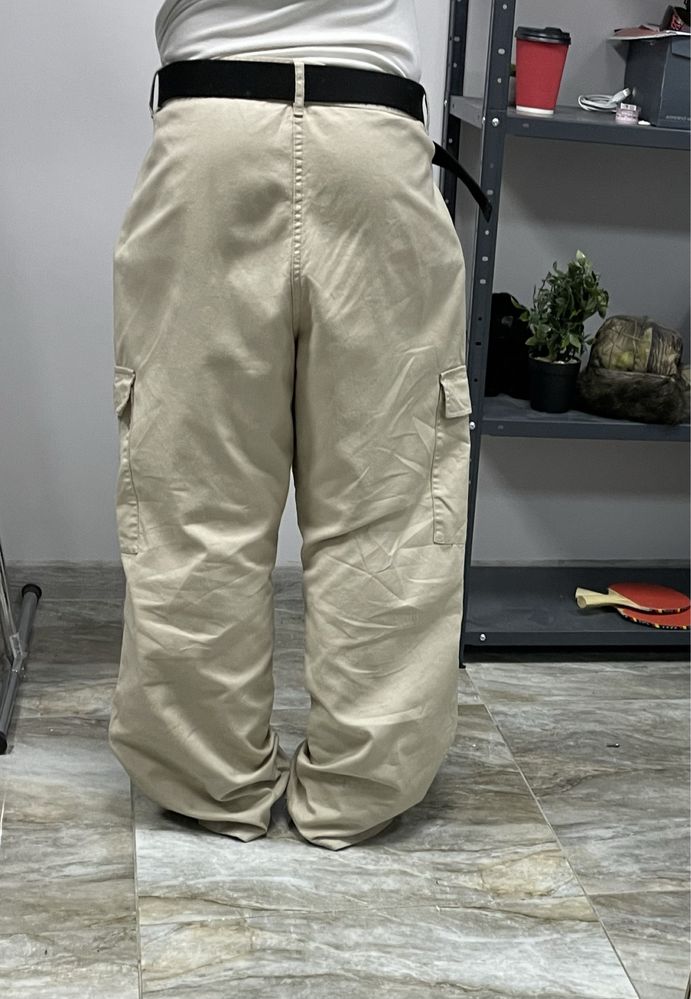 Широкі світлі карго штани baggy rap cargo pants широкие штаны реп
