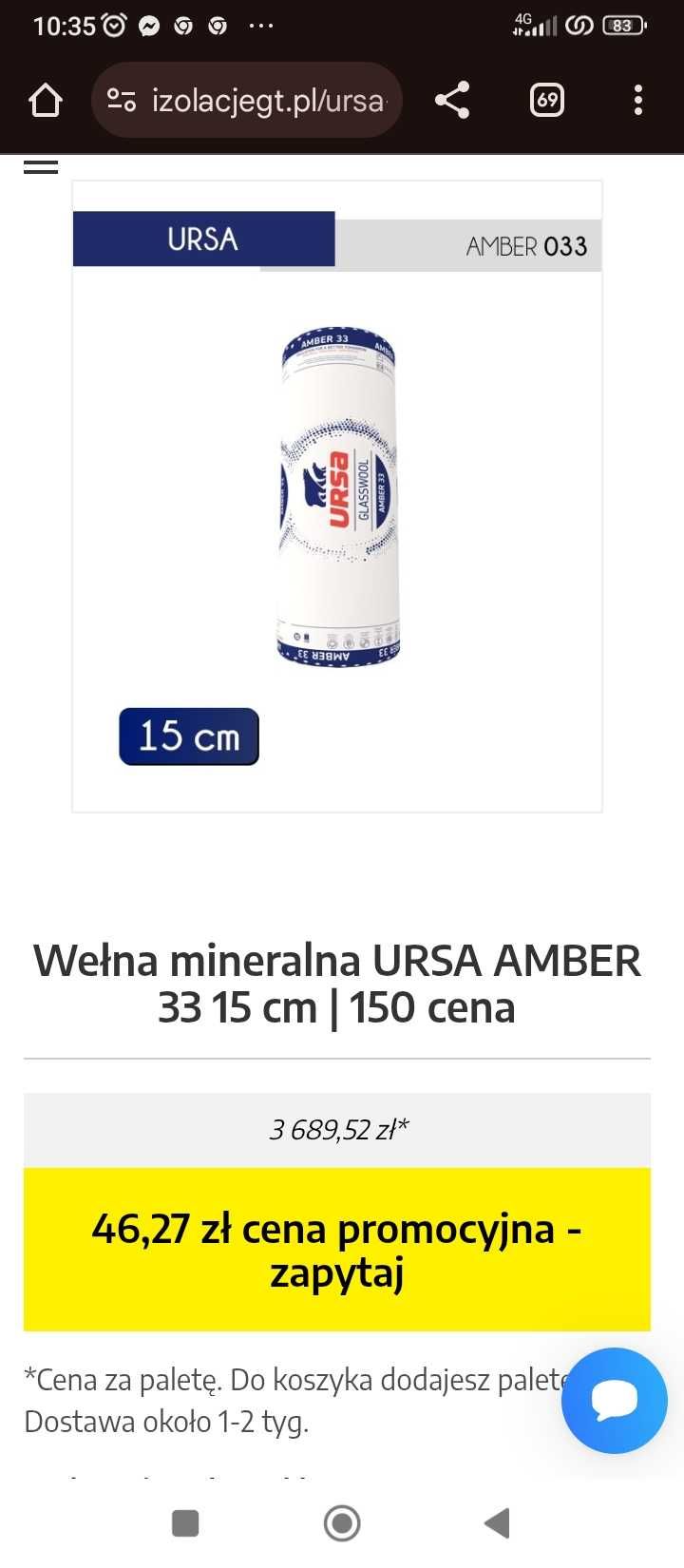 Wełna URSA AMBER 033 15 CM, LAMBDA 0,033