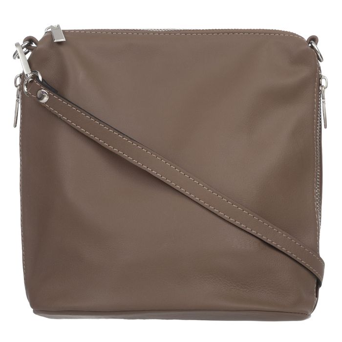 VERA PELLE torebka skórzana listonoszka z paskiem na ramię V513 taupe