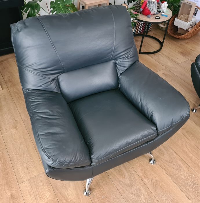 Zestaw sofa I fotel skóra naturalna