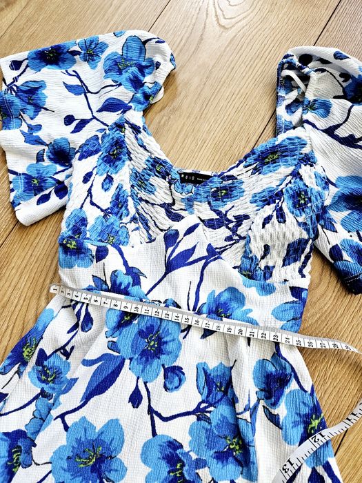 Letnia sukienka mohito midi xxs 32 biało niebieska