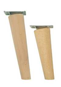 Noga drewniana,Nóżki drewniane, toczone stożkowe z zestawem mocującym