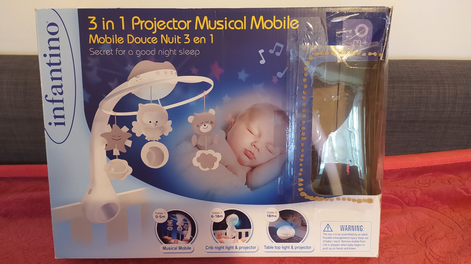 Projektor muzyczna karuzela na łóżko niemowlęce.