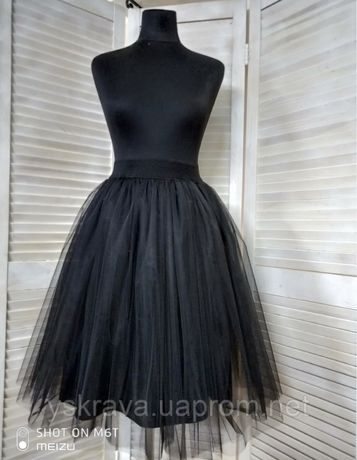 Воздушная юбка из мягкой евросетки цвет черный диной 77 см талия 70-75