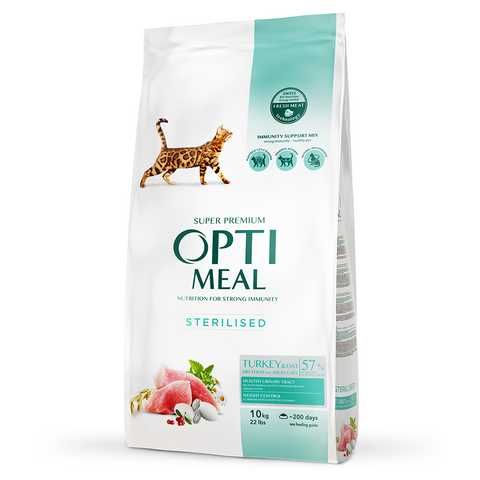 Сухой корм для стерилизованных котов Optimeal 10 кг (индейка и овес)