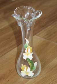 Malowany wazon szklany kwiatki  duka  szklany kryształ