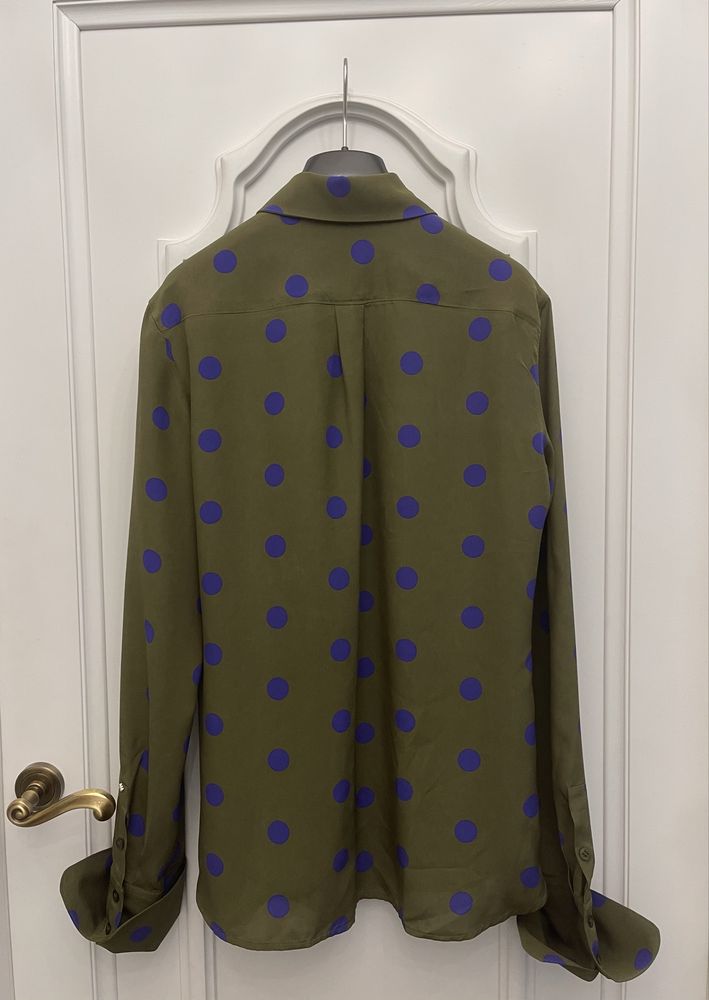 MAX MARA piękna bluzka koszulowa w grochy, 100% jedwab