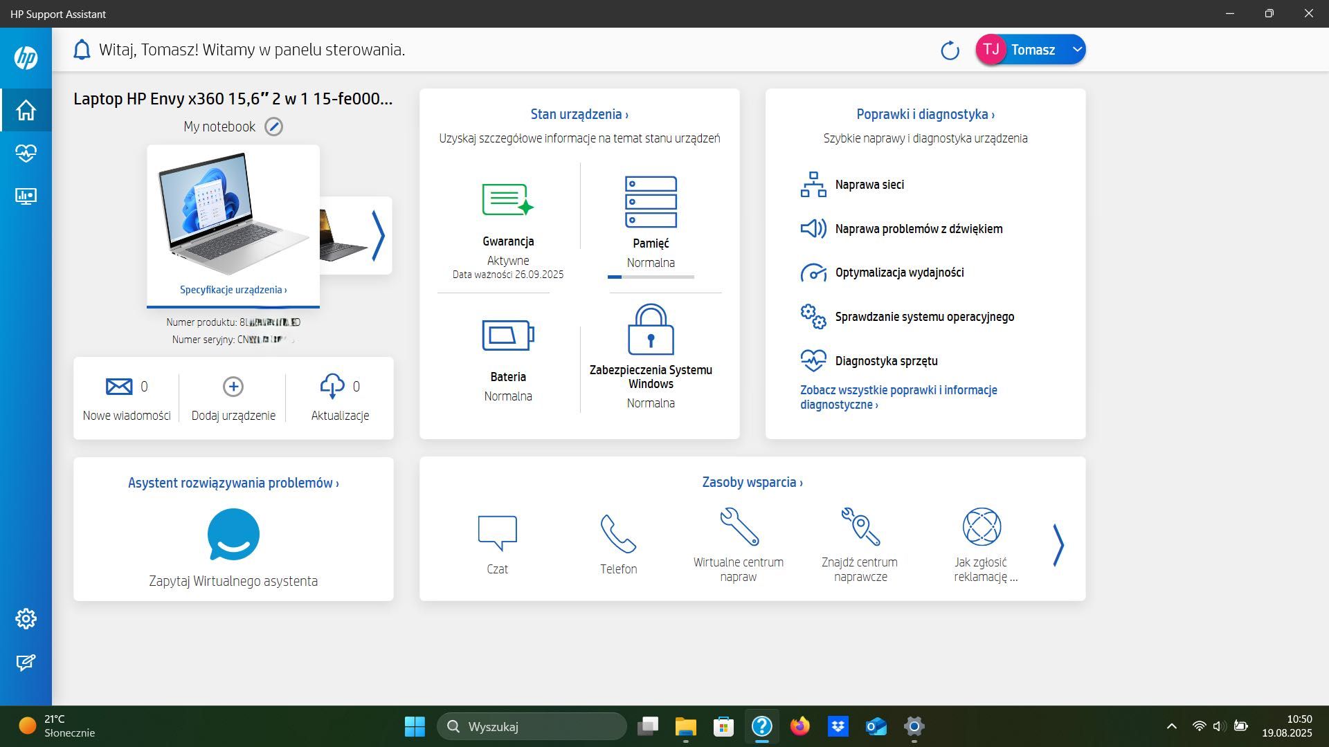Laptop HP Envy x360 15-fe0220nw, i5-1335U/16GB DDR5/512GB SSD/dotykowy