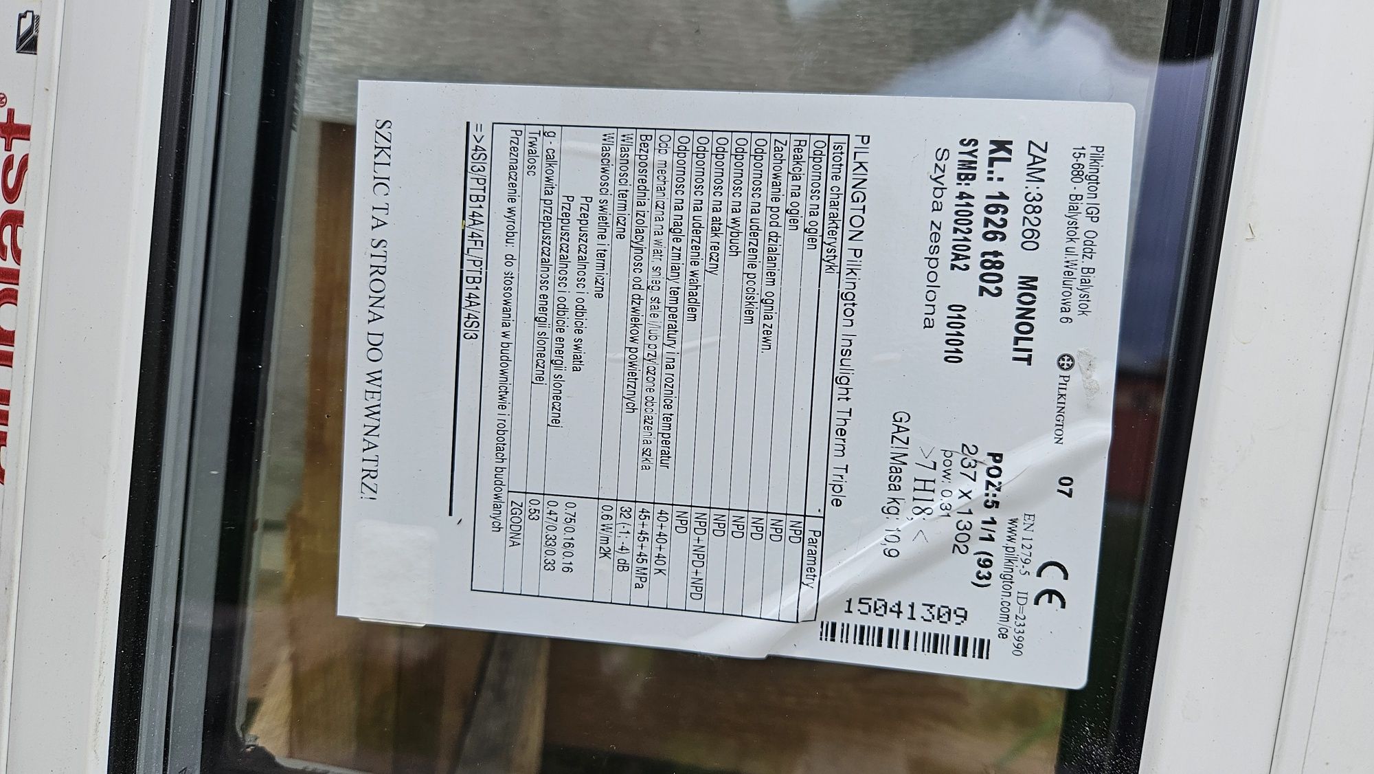 Okno pcv trzyszybowe 43.5x150