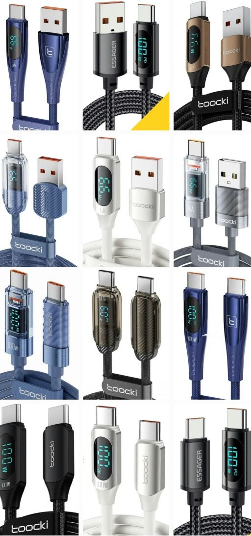 1м 2м USB-A Type-C Lightning Кабелі та Зарядні пристрої швидка зарядка