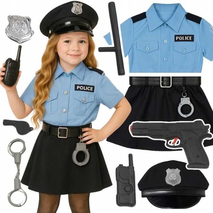 Strój przebranie Policjantki dla dziewczynki + akcesoria r.M 110/116