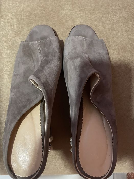 Сабо замша на каблуке